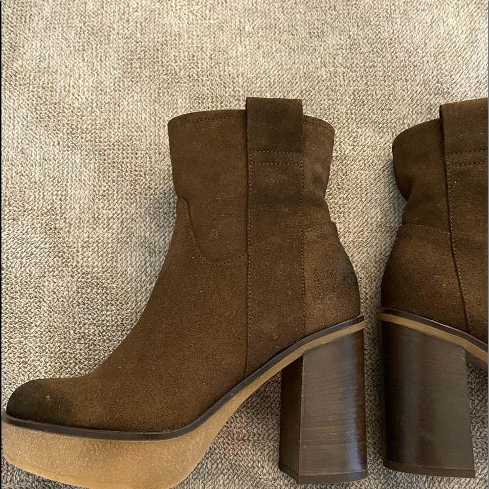 Brown Platform Leather Boots - image 1